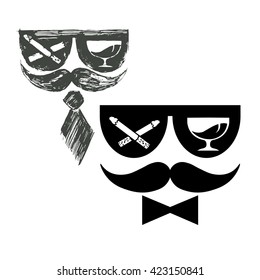 Poster for stag party, Hello Bachelor, black and white logo.