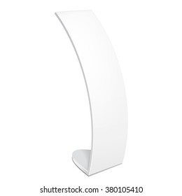 Poster Stand For Floor C-shaped Curve Outdoor Indoor Stander Advertising Banner Shield Display. Mock Up. Illustration Isolated On White Background. Vector EPS10