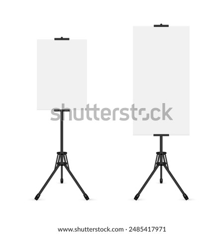 Poster Stand Mockup, Front View, Isolated On White Background. Vector Illustration