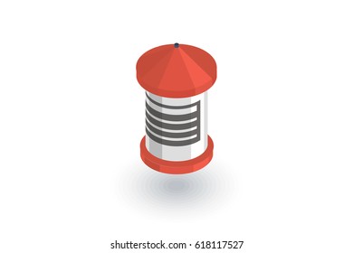 Poster Stand Pillar for Outdoor Advertising isometric flat icon. 3d vector colorful illustration. Pictogram isolated on white background