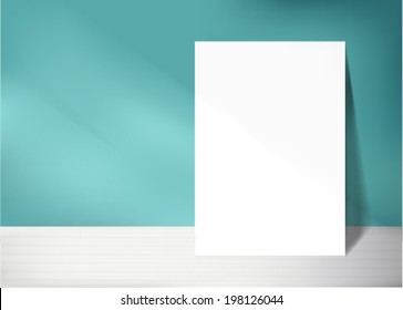 poster standing next to a blue wall vector
