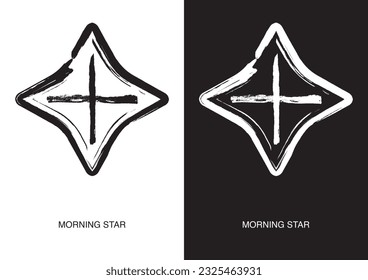 Poster of Star symbol. Most popular Native American Ancient Symbols. Black ink handwriting. Vector