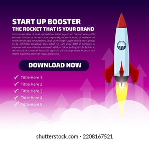 Poster Start Up Booster Rocket Design Suitable For Feed Content Creator, Poster Marketing, Booster Business Success, Training Poster Template