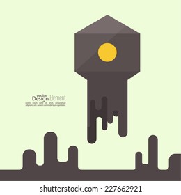 poster for a start up business project.The launch with clouds of smoke.