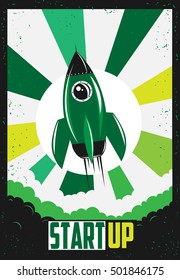 Poster Startup Green. Vector Illustration