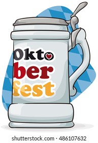 Poster with stein for Oktoberfest celebration with greeting message ready to be filled with frothy beer.