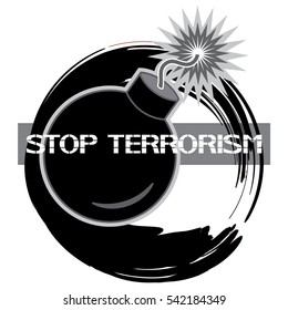 Poster stop terrorism.
Warning poster about the intentions of individuals commit a crime against the human society.