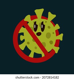 Poster Stop virus y bacterias. Ilustración para bacterias medicinales, los virus están prohibidos. Icono de parada de Coronavirus. Microorganismo colorido, detenga los gérmenes para el diseño de pancartas. Ilustración del vector