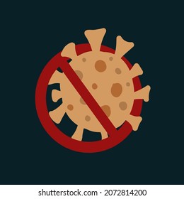 Poster Stop virus. The icon of pathogenic bacteria, viruses is banned. Colorful microorganism, stop germs for banner design. Vector illustration
