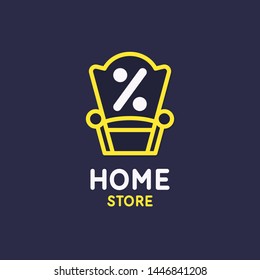 Poster store the goods for the house. Sale of home furniture. Modern illustration in flat style.