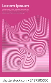 poster stripes pink optical art wave . Vector background illustration