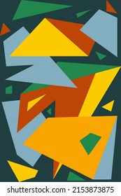 Poster in style of cubism, abstractionism. Background with triangular shapes. Vector illustration