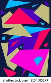 Poster in style of cubism, abstractionism. Background with triangular shapes. Vector illustration
