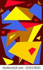 Poster in style of cubism, abstractionism. Background with triangular shapes. Vector illustration