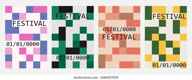 Poster in the style of square building blocks. Modern vector illustration for web design, animation, illustration and branding..