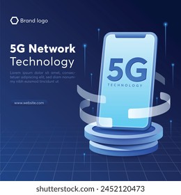 Afiche que resume la Plataforma de Red Holográfica 5G Internet Inalámbrico e Internet de las Cosas. El teléfono móvil está conectado a la red 5G
