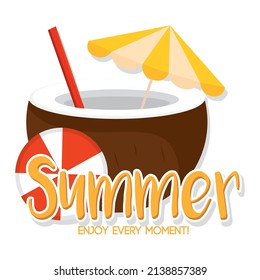Poster Summer cocnut vector illustration