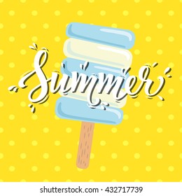 Poster Summer with ice cream. Vector illustration