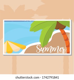 Poster einer Sommerlandschaft am Strand - Vector Illustration