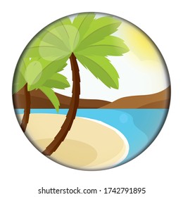 Afiche de un paisaje veraniego en la playa - Ilustración vectorial