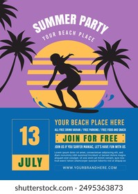 poster summer party blue purple