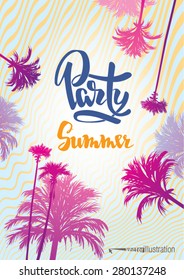 Poster zur Sommerparty am Strand.  Vektorgrafik.
