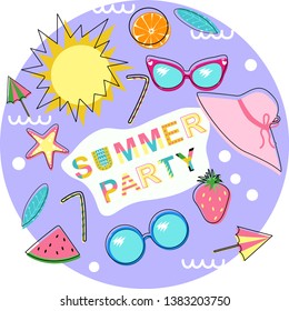 poster summer party - vector illustration, eps