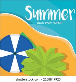 Poster Summer umbrella sun vector illustration