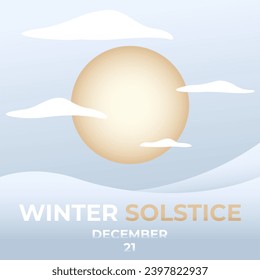 Poster mit Sonne am Himmel und Text WINTER SOLSTICE 