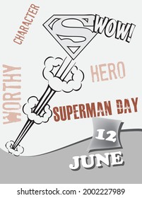 Poster Superman Day.Vector illustration for a holiday date in june