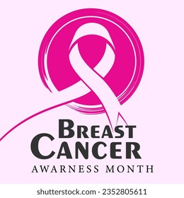 poster support breast cancer awareness month campaign illustration, pink ribbon symbol card design concept vector