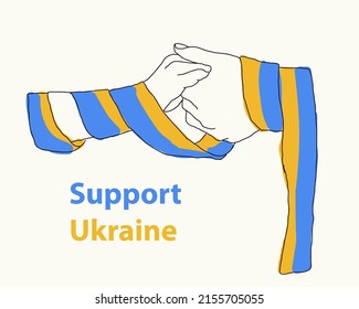 Poster in support of Ukraine. Blady, hand with help, donate, humanitarian aid concept, spread information about the war in Ukraine.