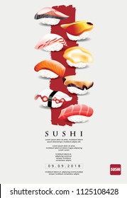 Poster Of Sushi Restaurant Vector Illustration