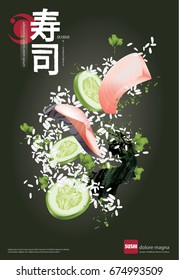 Poster of Sushi Restaurant Vector illustration