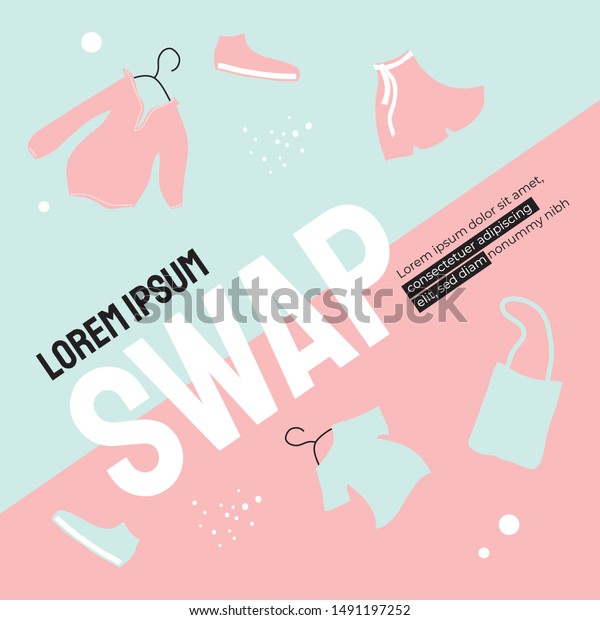 Poster Swap Shop Party Event Exchange Stock Vector Royalty Free