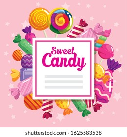 poster of sweet candy with caramels vector illustration design