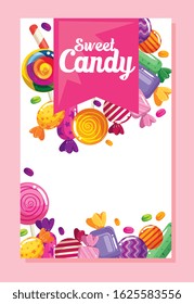 poster of sweet candy with caramels vector illustration design