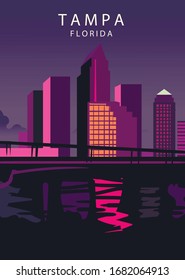 Poster Tampa landscape. Tampa vector illustration.