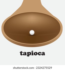 Poster for tapioca with one granule in a wooden spoon.