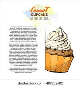 Poster with tasty cupcake. Vector collection.