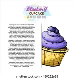 Poster with tasty cupcake. Vector collection.
