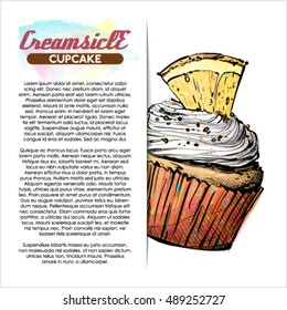 Poster with tasty cupcake. Vector collection.