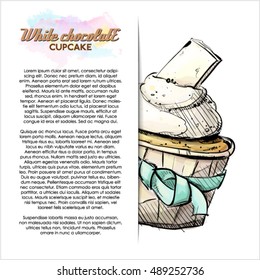 Poster with tasty cupcake. Vector collection.