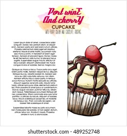 Poster with tasty cupcake. Vector collection.