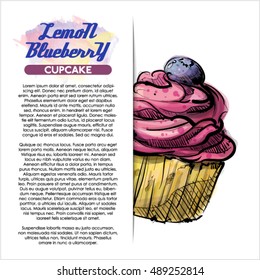 Poster with tasty cupcake. Vector collection.