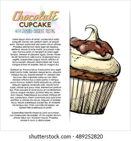 Poster with tasty cupcake. Vector collection.