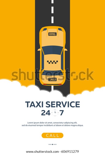 Poster\
Taxi service. Taxi car. Vector flat\
illustration