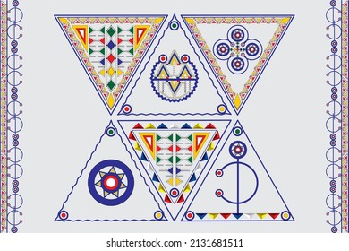 Poster Tazerzit Pattern Vector Illustration. The Symbol of Moroccan Berber Jewelry. Amazigh culture fibula. north african culture. 