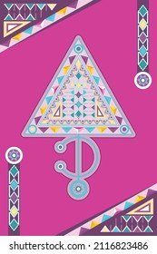Afiche Tazerzit, Ilustración vectorial. El símbolo de las joyas bereberes marroquíes. Fibula de la cultura amazigh. cultura norafricana.	