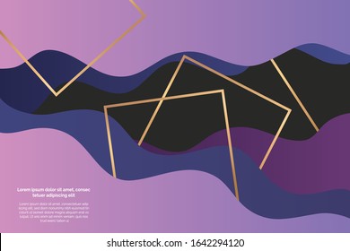 Poster template abstact waves and metalic frames. Basis universal design for flyers, cards, branding and presentations